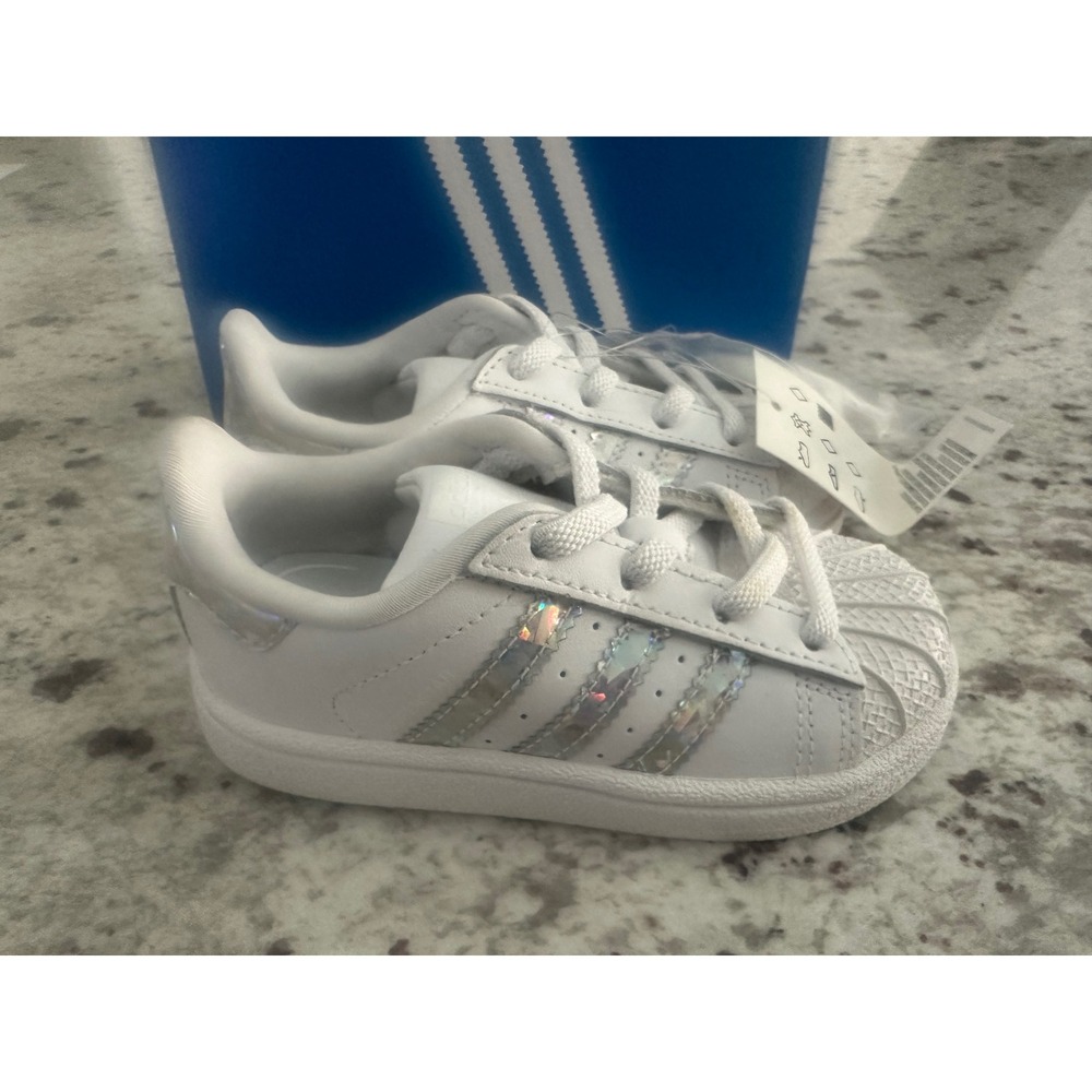 NIB Adidas Originals Superstar iridescent toddler silver Sneakers‎ shoes sz 7K 7